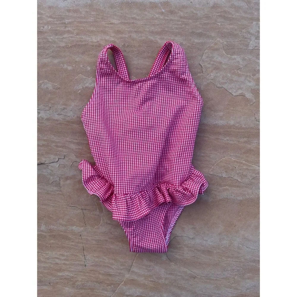 Boutchou 12m Red Plaid One Piece Girl's toddler Swimsuit